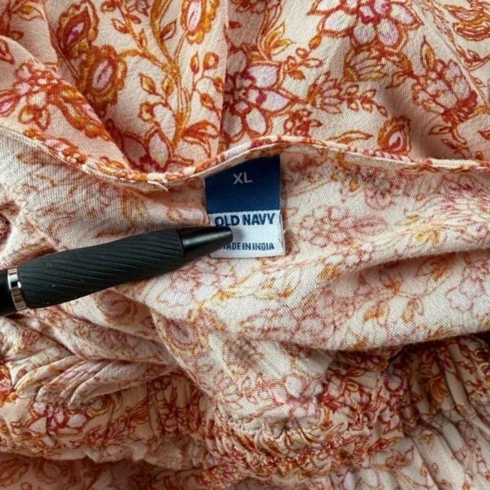 Old Navy Peach Floral Print Maxi Dress Cutout Waist XL Spring Resort Vacation - Picture 3 of 16